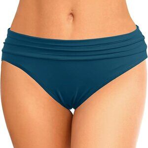 NWT Women Full Coverage Ruched Bikini Bottoms Tummy Control Swim Bottoms SZ XL